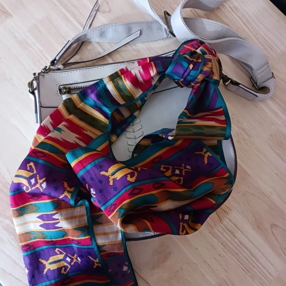 Vintage 90s South Western jewel tone aztec Print Scarf 52